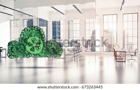 Cloud computing and networking shown like gears and cogwheels engine. 3d rendering