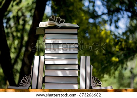 Many books one over the other in nature