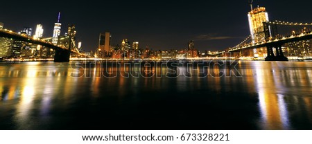 Bright lights of New York City at night.