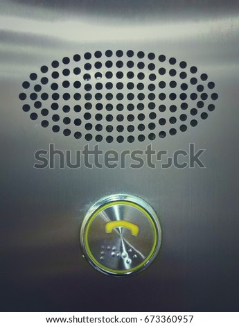 Emergency call In elevator, Close up image

