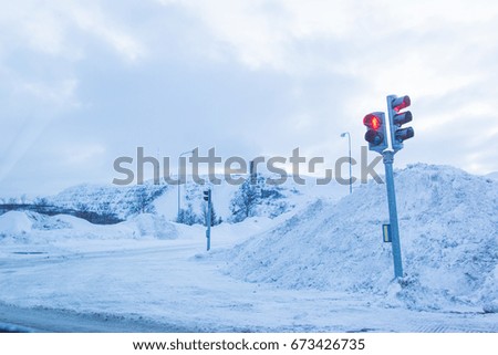 road side cover by snow in tromso city during winter