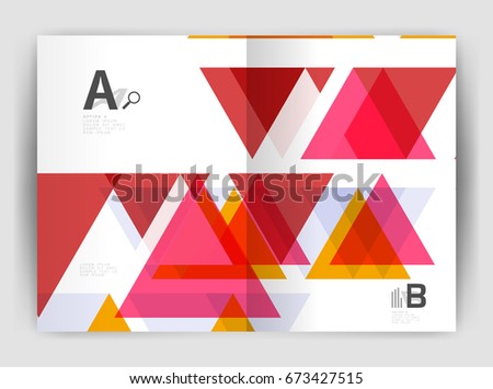Vector triangle business annual report cover print template. Brochure template layout, abstract cover design annual report, magazine, flyer or booklet. Geometric background