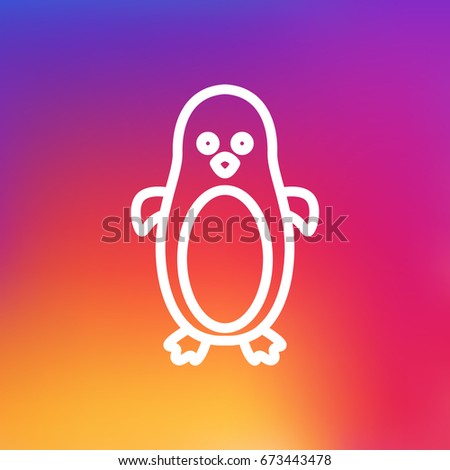 Isolated Polar Bird Outline Symbol On Clean Background. Vector Penguin Element In Trendy Style.