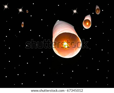 Floating lantern and night star background