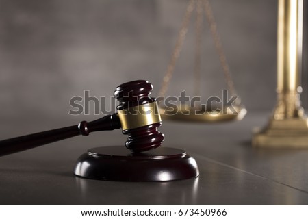Gavel. Law concept. Gray background.