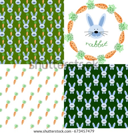 set of patterns with bunnies and carrots, for textiles