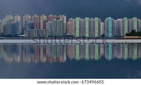 Hong Kong Buildings with water reflection