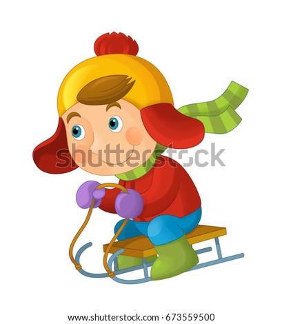 cartoon happy and funny kid - sliding - illustration for children