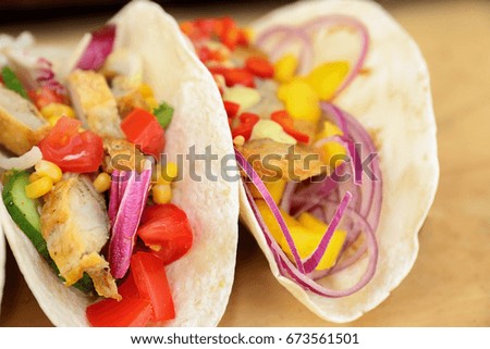 Delicious fish tacos, closeup