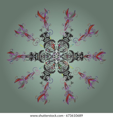 Snowflake background vector design in colors. Ornamental pattern.