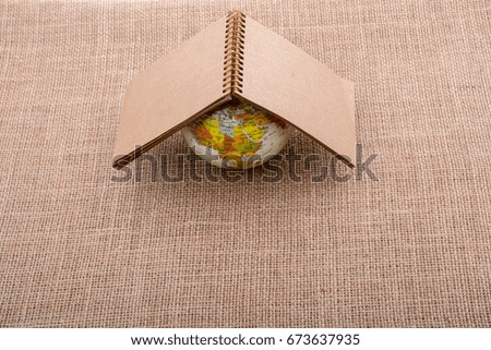 Globe is placed on canvas background