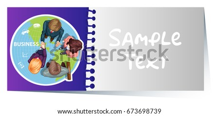 Card template with business people shaking hands illustration