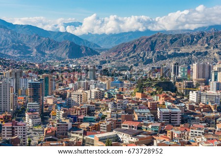 Cityscape of La Paz in Bolivia  Royalty-Free Stock Photo #673728952