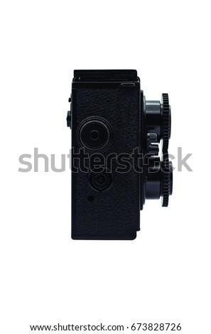 twin lens reflex toy camera, isolated on white background. 
