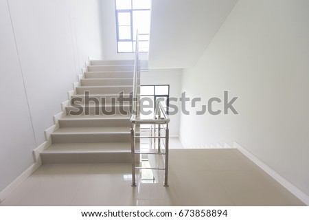 staircase - emergency exit in hotel, close-up staircase, interior staircases, interior staircases hotel, Staircase in modern house, staircase in modern building Royalty-Free Stock Photo #673858894
