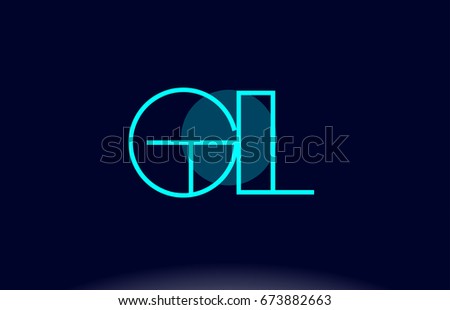 gl g l blue line circle letter logo alphabet creative company vector icon design template