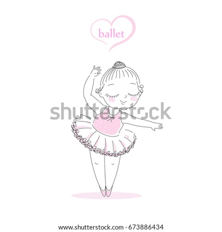 The little ballerina is dancing. Vector illustration.