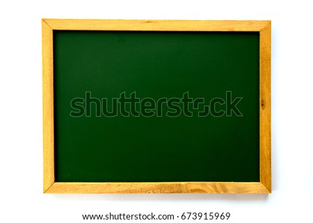 Blank green board with wooden frame background for education and business use