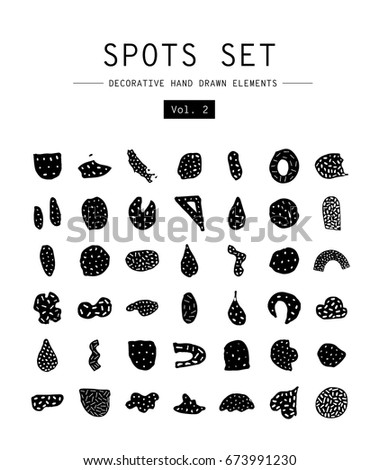 Decorative black and white set. Simple hand drawn elements. Volume 2
