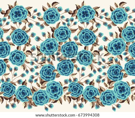 Seamless border in small cute flowers of antique roses. Chabby chic millefleurs. Floral background for textile, wallpaper, pattern fills, covers, surface, print, gift wrap, scrapbooking, decoupage.