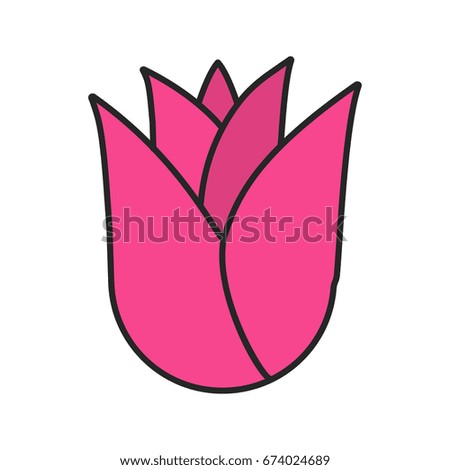 Rosebud color icon. Rose flower head. Isolated vector illustration