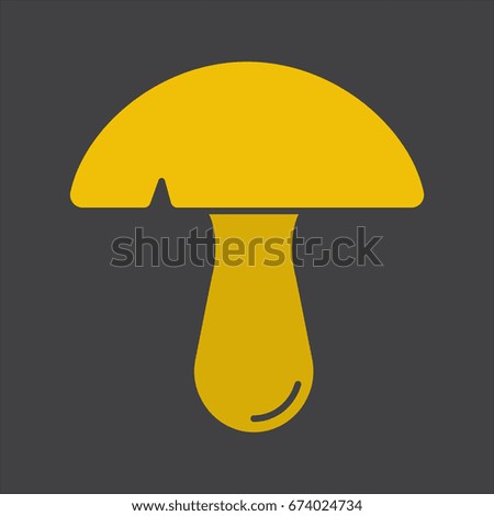Mushroom glyph color icon. Silhouette symbol on black background. Negative space. Vector illustration