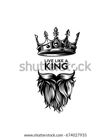 King crown, moustache and beard icon, symbol of power, rule, vector illustration Royalty-Free Stock Photo #674027935