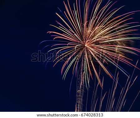 Fireworks display on the Fourth of July in Brookfield, Wisconsin