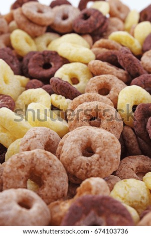 Round shaped cereals. Cereal background.