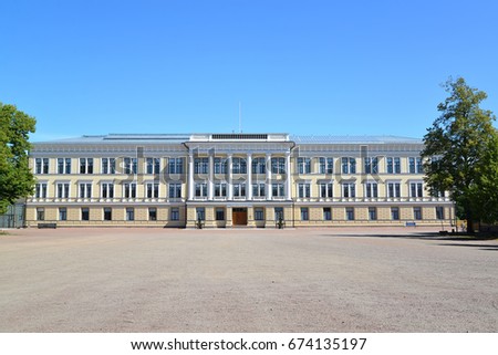 Schoolhouse of reserve officers. Hamina, Finland Royalty-Free Stock Photo #674135197