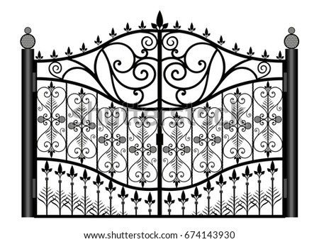 Forged gate. Architecture detail. Vector EPS10.