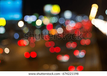 Abstract background of  blur lighting during traffic jam