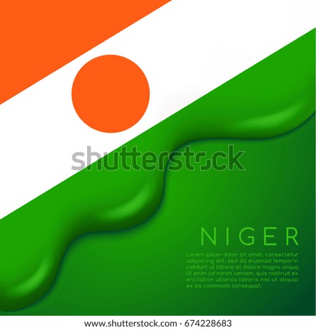 Niger Flag on Creamy Liquid Dripping : Vector illustration