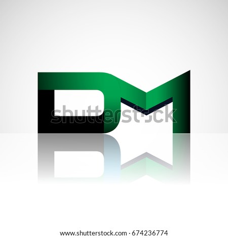 Initial letter DM uppercase modern and simple logo linked green and black colored, isolated in white background. Vector design for company identity.