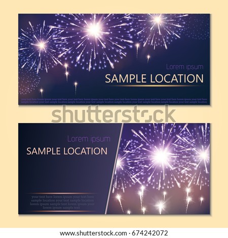 Festive vector fireworks and the location of the text