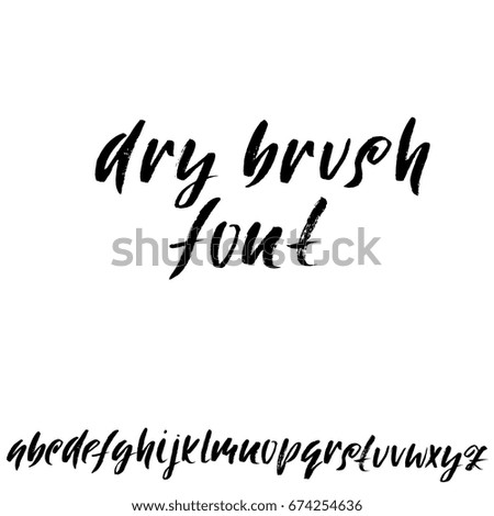 Hand drawn dry brush font. Modern brush lettering. Grunge style alphabet. Vector illustration