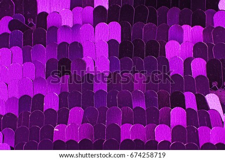 Spangle, sequin pailette background. Mirror dress material cloth texture pattern. Tailoring stitching concept. Shiny mirrored fashion fabric. Shiny clothing material sample. Creased fabric.