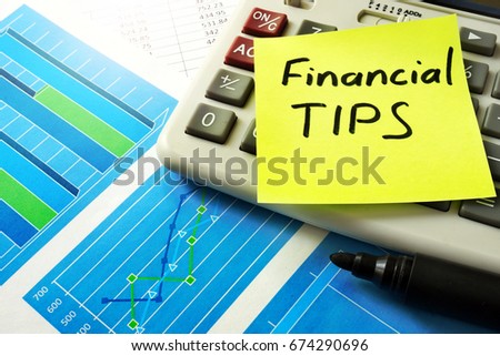 Financial Tips written on a memo stick.