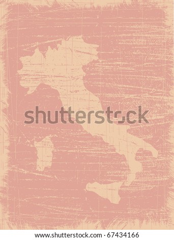 Italy map distressed by hundreds scratches