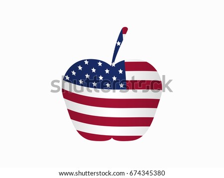 Apple with the American flag. Vector illustration