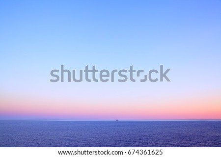 Beautiful evening seascape with sea horizon and clear sky, natural photo background