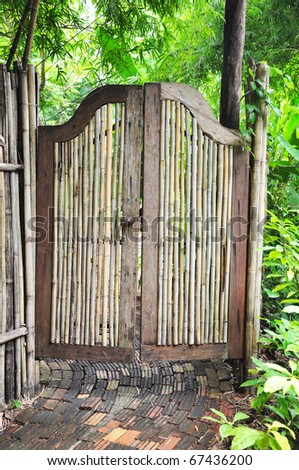 The bamboo door in the tropical resort