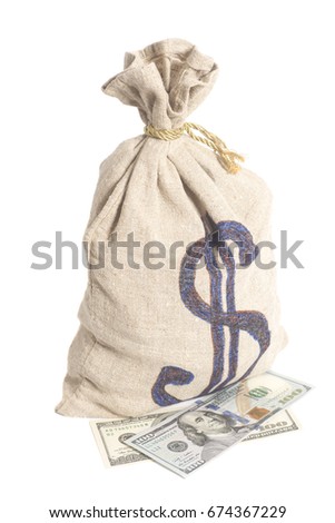 Money bag with US dollars sign isolated on white