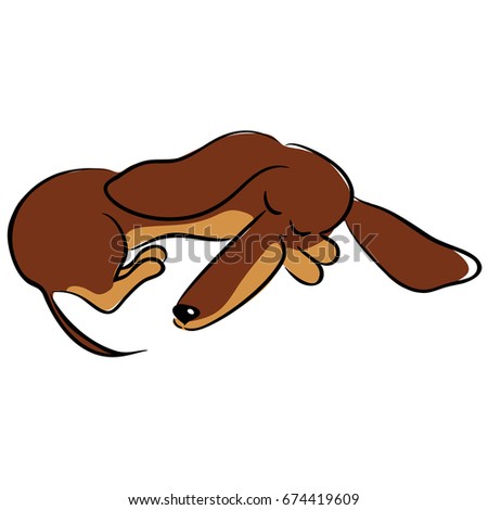 vector color sketch of decorative cartoon dachshund dog