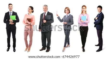 Collage of teachers on white background