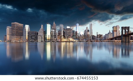 New York skyline with brooklyn bridge