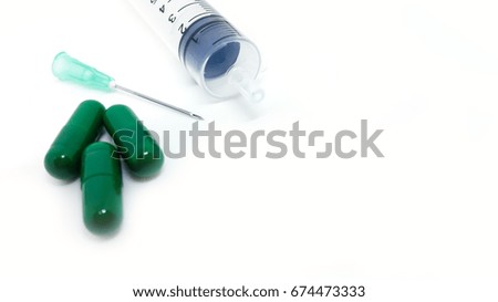 Syringe injection needle  - Doctor and nurse put liquid Medicine or chemistry for Antivirus and treatment Health care in hospital . such as drug or narcotic other side  . health care medicine concept