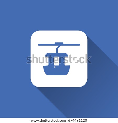 Cable car cabin icon with long shadow
