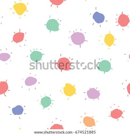 Sun abstract sketch Doodles seamless pattern, hand drawn vector illustration.