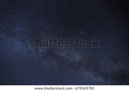 Starry night sky with the Milky Way. Astrophotography of the open space.
